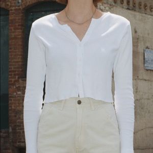 BRANDY MELVILLE White Veronica Button Top